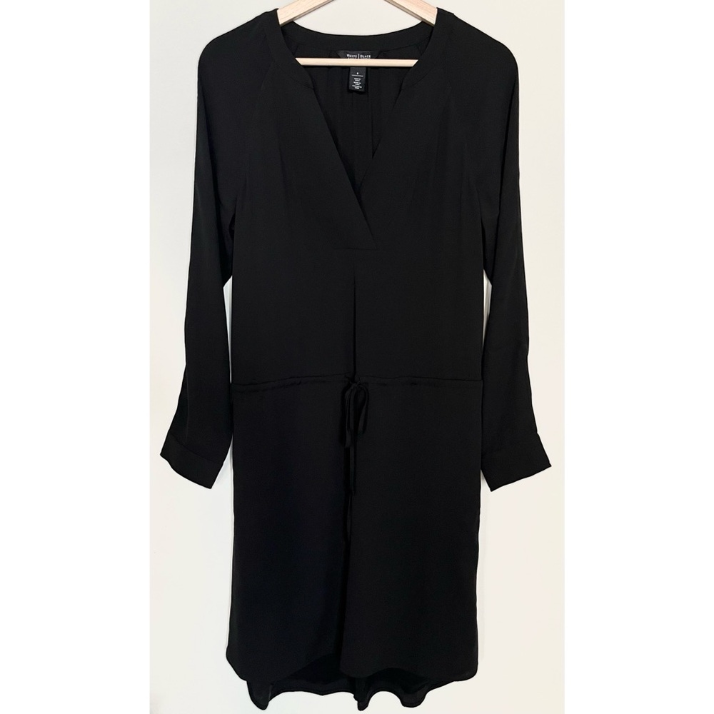 White House Black Market • 8 • Split V Neck Long-Sleeve Drawstring Waist Dress